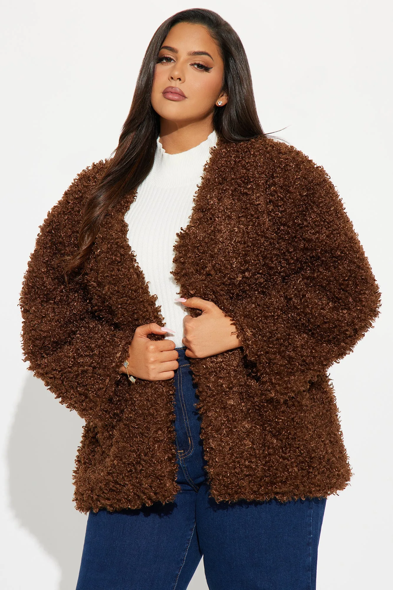 Adjust To The Fame Faux Fur Coat - Chocolate