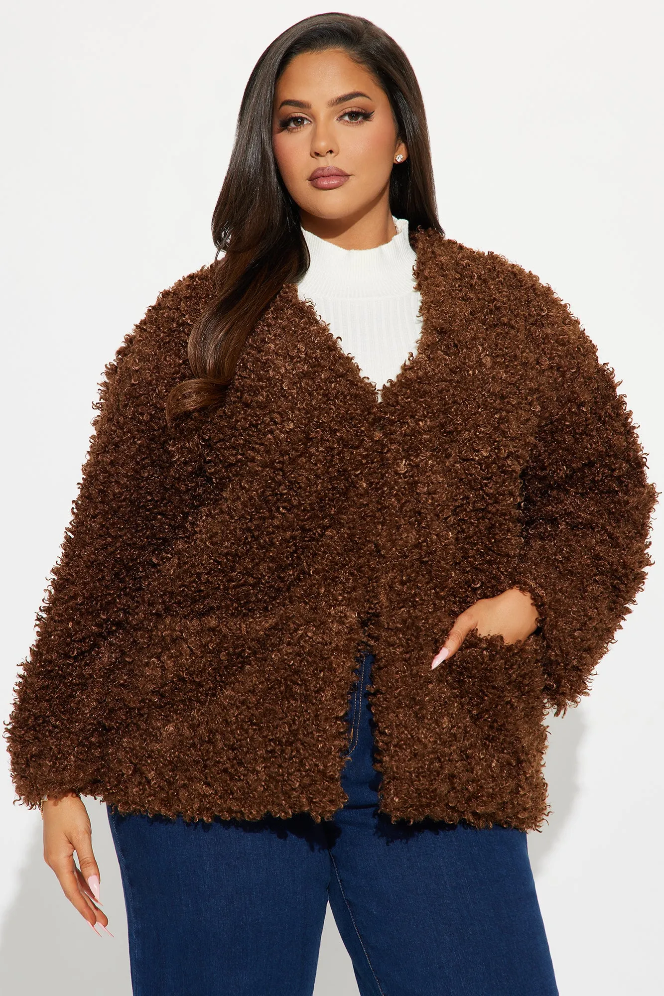 Adjust To The Fame Faux Fur Coat - Chocolate