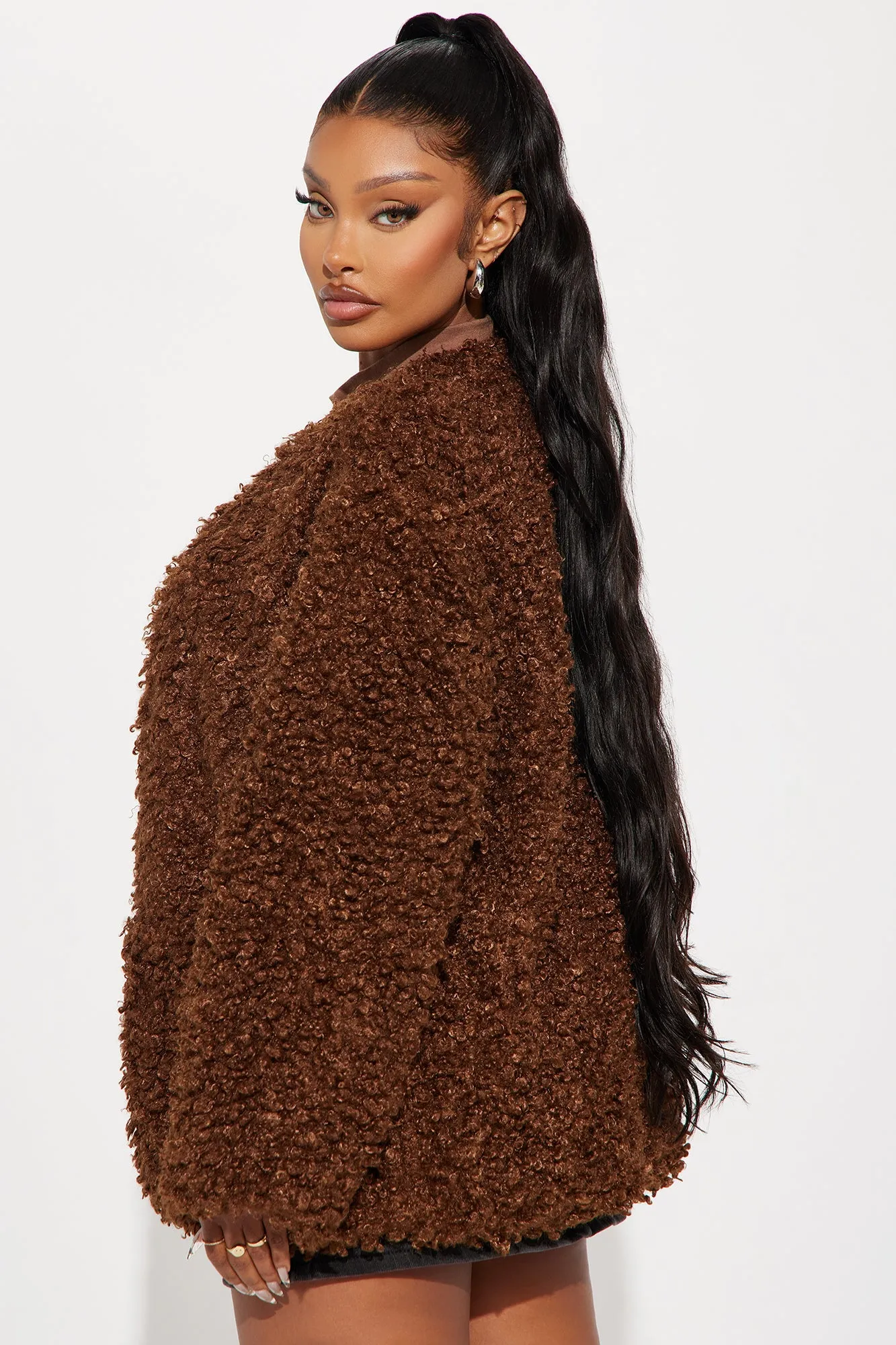 Adjust To The Fame Faux Fur Coat - Chocolate