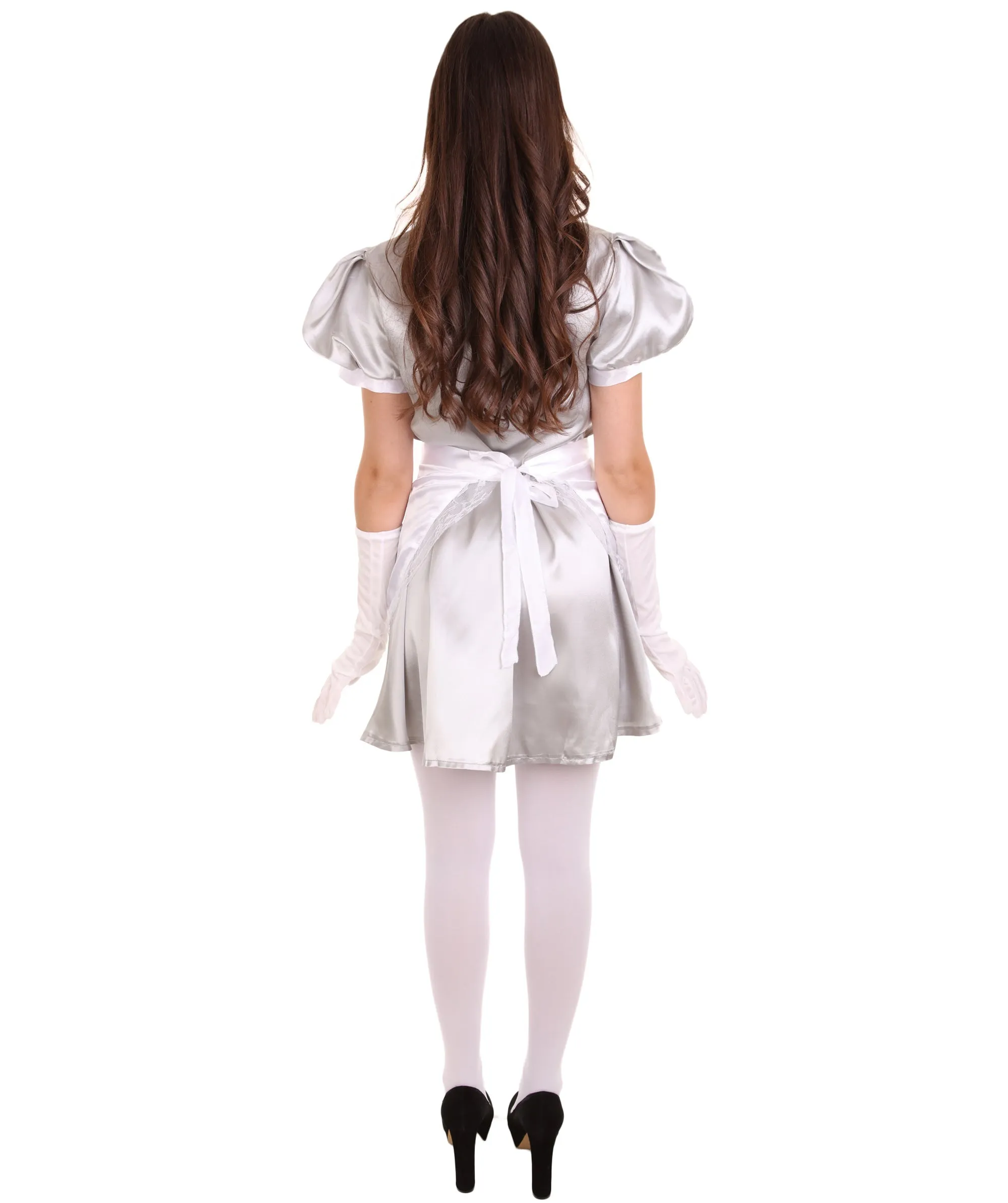 Adult Women's French Apron Maid Uniform Costume | Silver Cosplay Costume