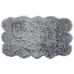 Ailsa Faux Sheepskin Fur Area Rug Runner Sheepskin-like Shape Grey 8x5