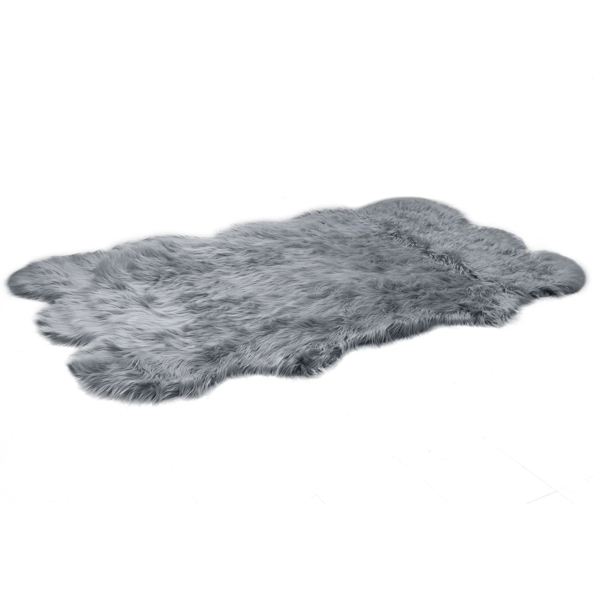 Ailsa Faux Sheepskin Fur Area Rug Runner Sheepskin-like Shape Grey 8x5