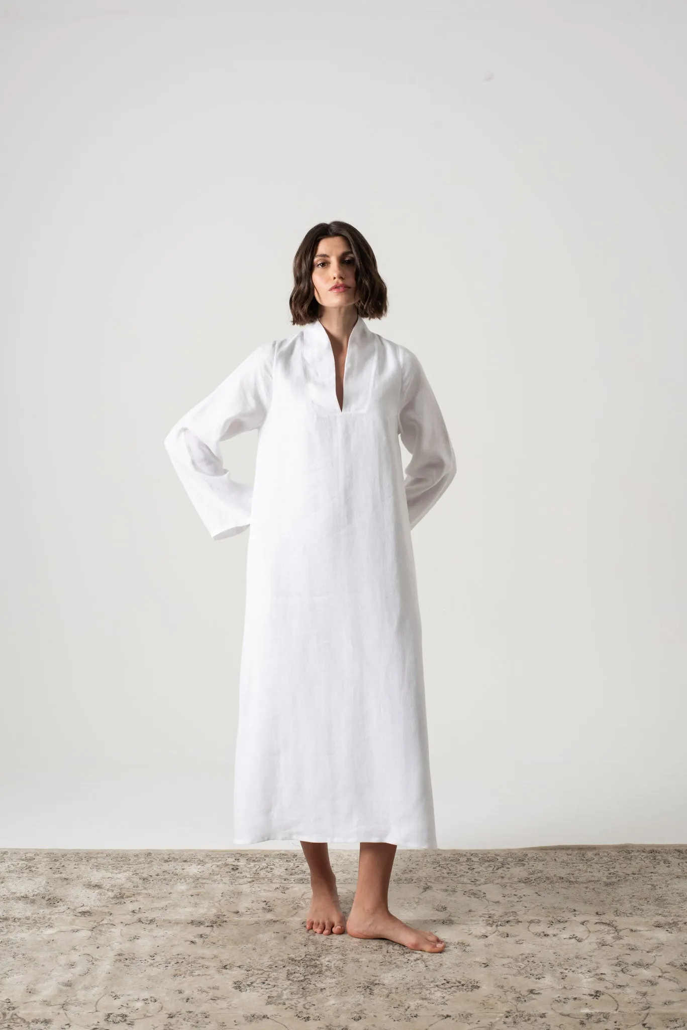 Alarik Linen Kaftan White