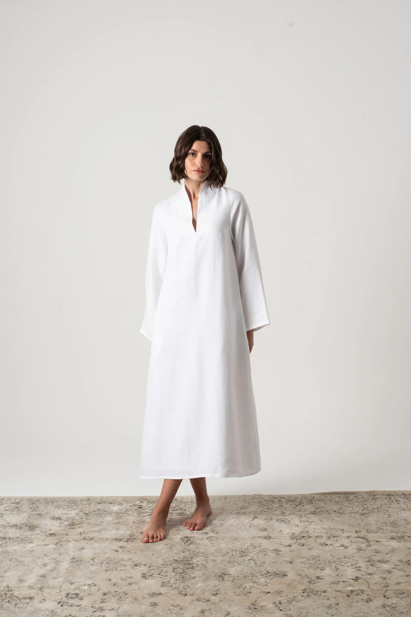 Alarik Linen Kaftan White