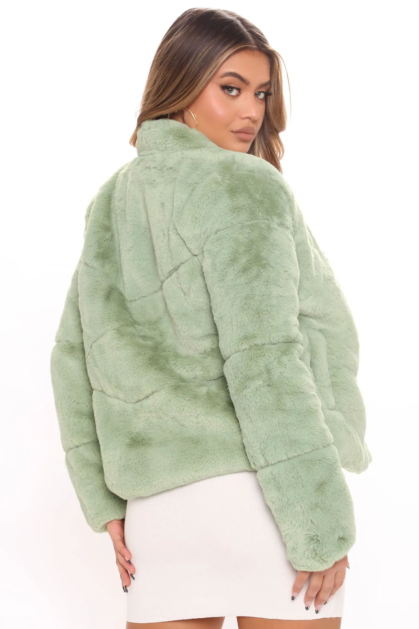 All Fur It Faux Fur Jacket - Sage