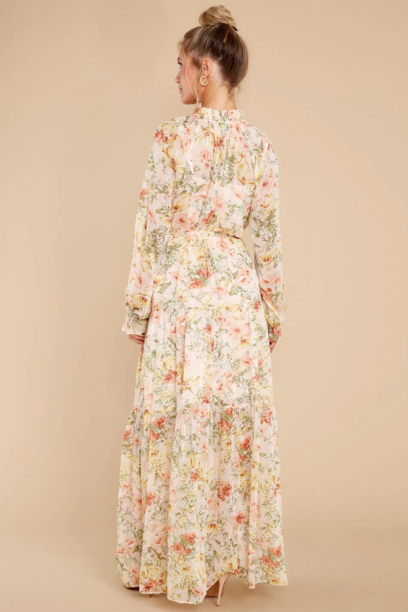 All In Peach Floral Print Maxi Dress