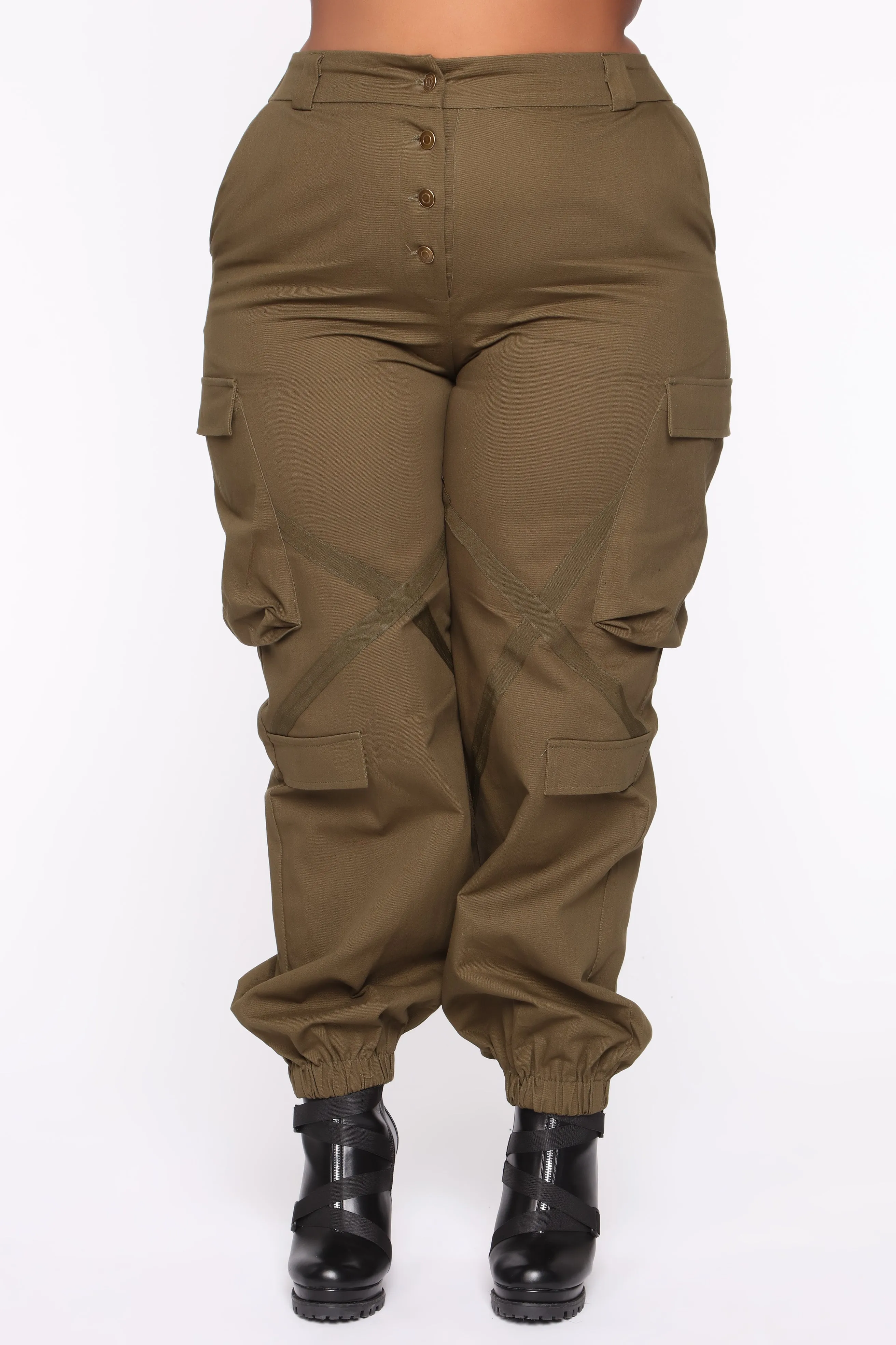 Amelia Oversized Cargo Pants - Olive