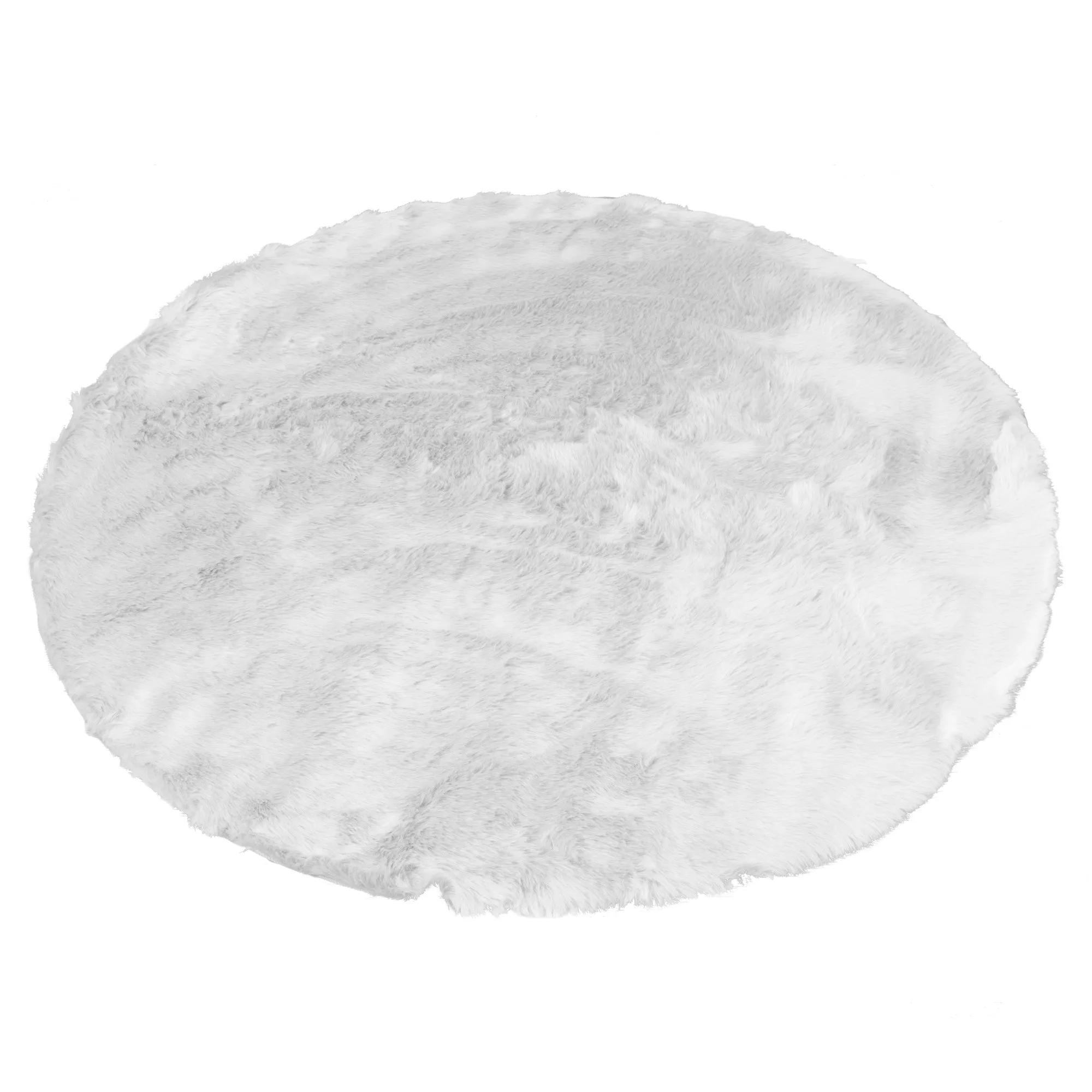 Aurora White Round Faux Fur Area Rug 5 Foot Wide