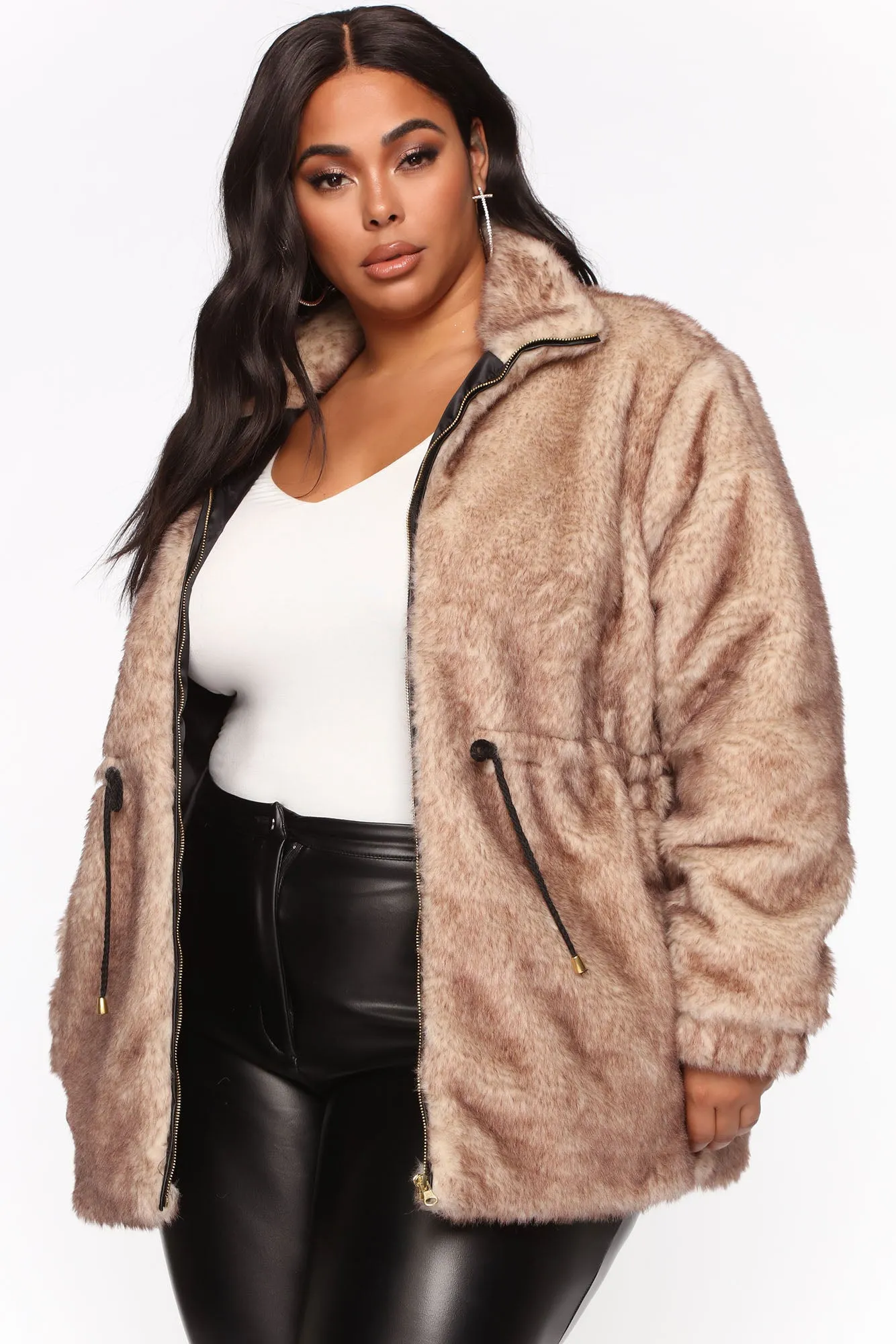 Bear Hugs Only Faux Fur Jacket - Brown