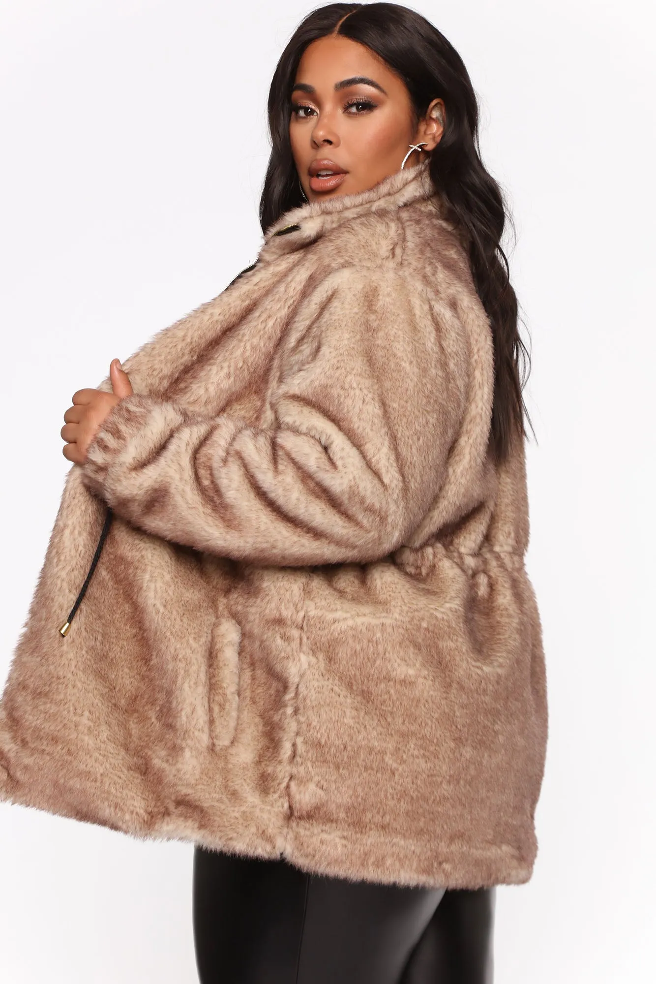 Bear Hugs Only Faux Fur Jacket - Brown