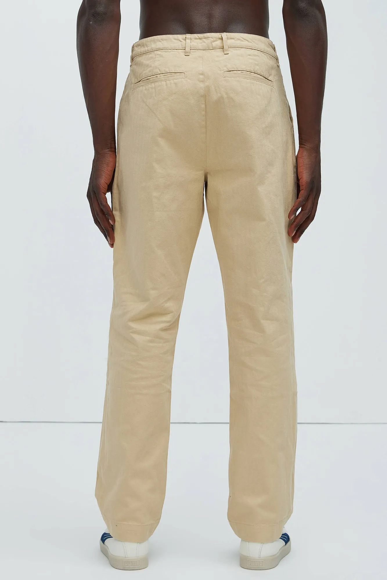 Berry Herringbone Straight Pants - Khaki