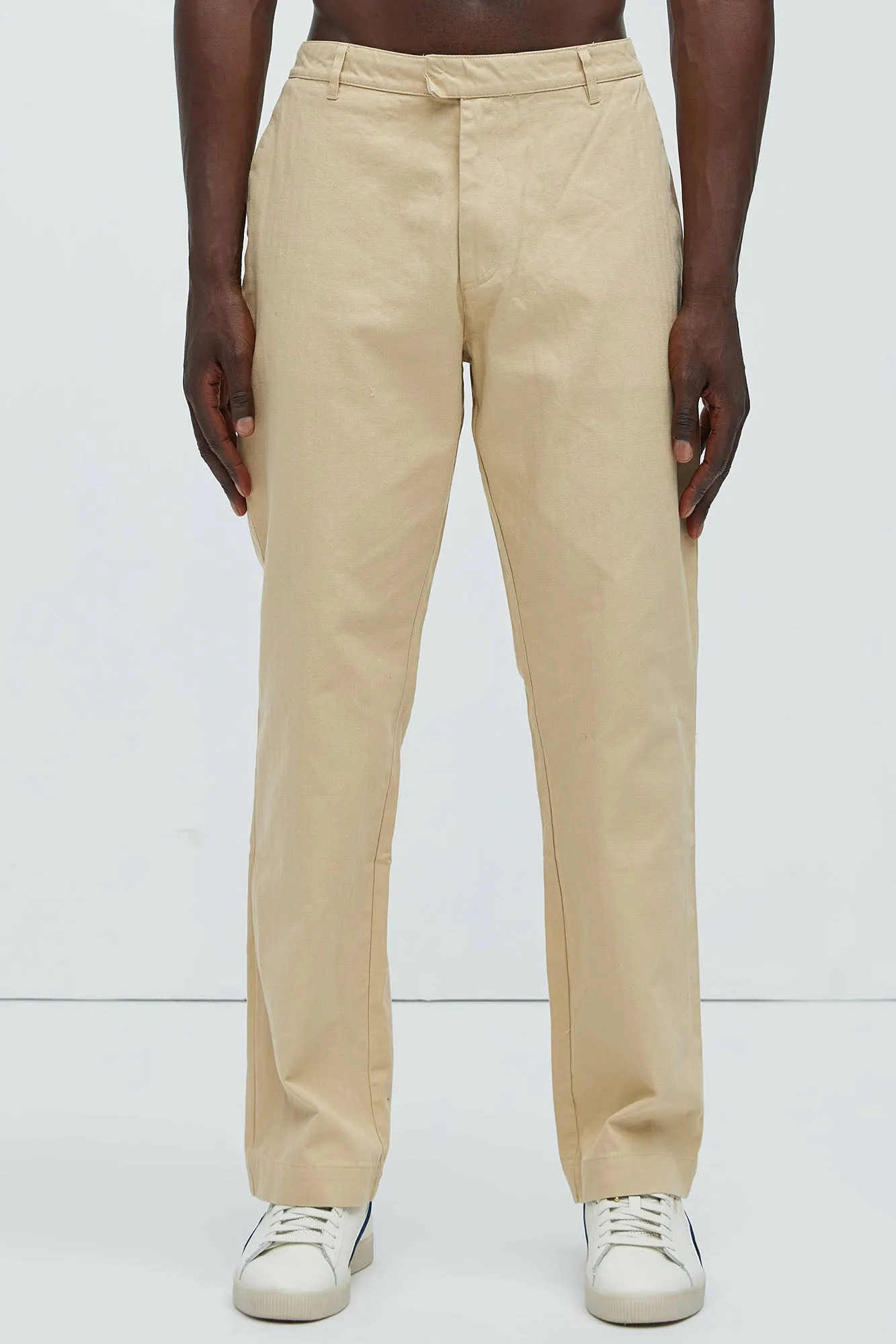 Berry Herringbone Straight Pants - Khaki