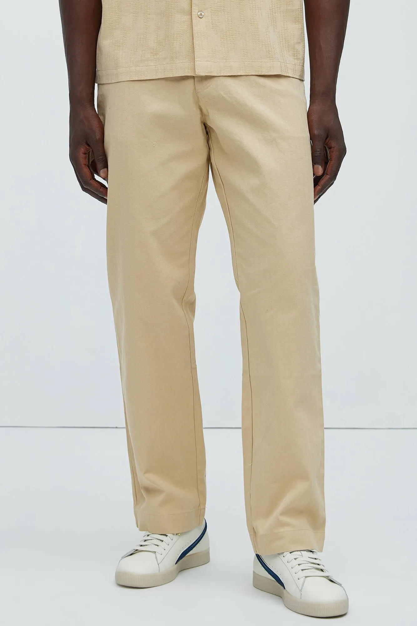 Berry Herringbone Straight Pants - Khaki