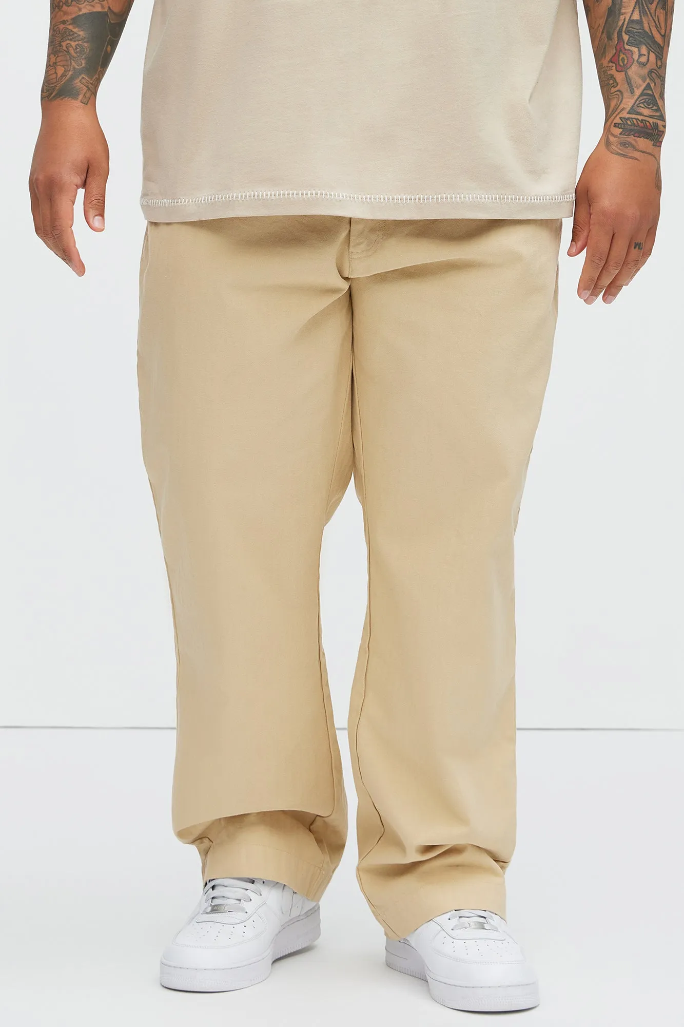 Berry Herringbone Straight Pants - Khaki