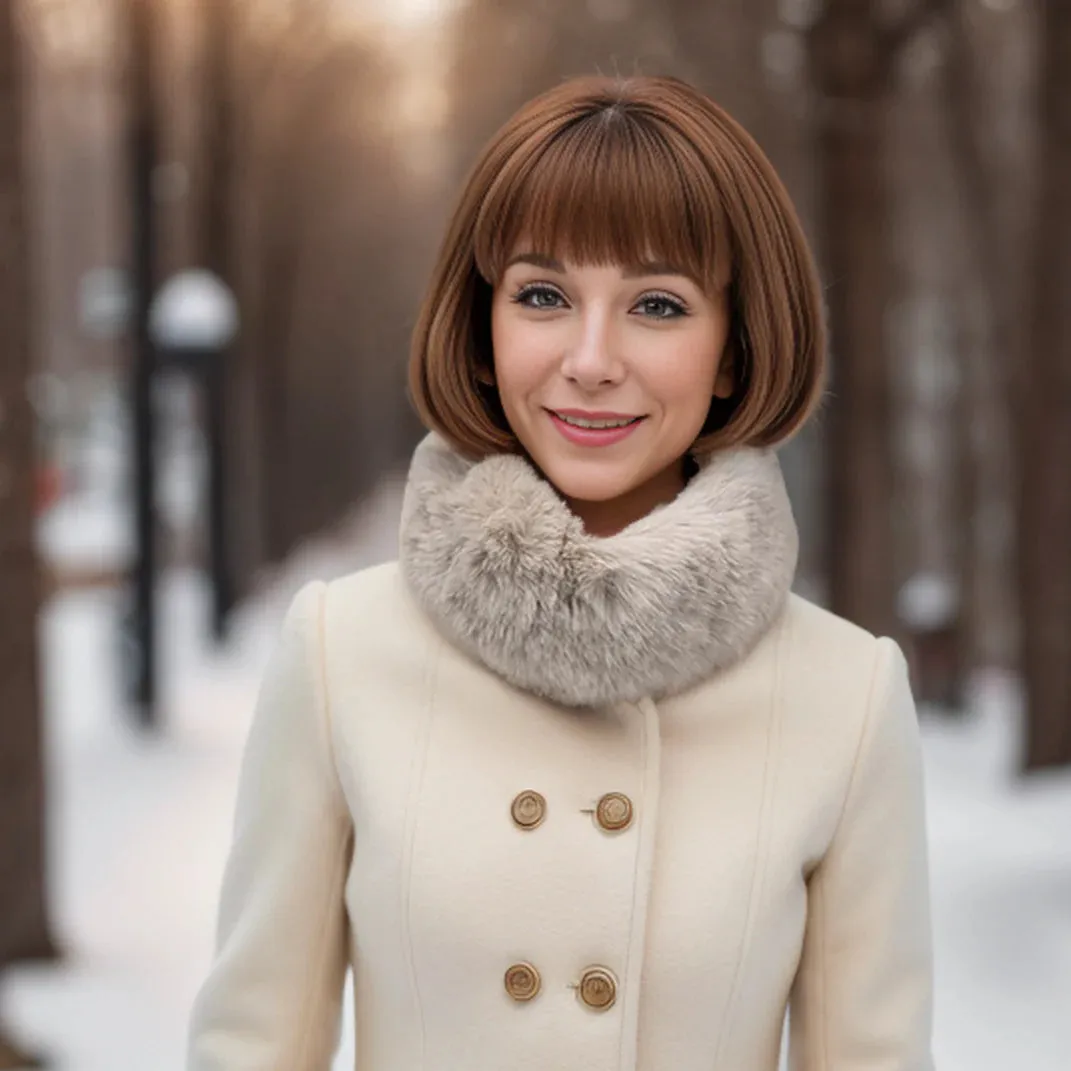 Black Ginger Cream Faux Fur Head Band & Snood - 736-390