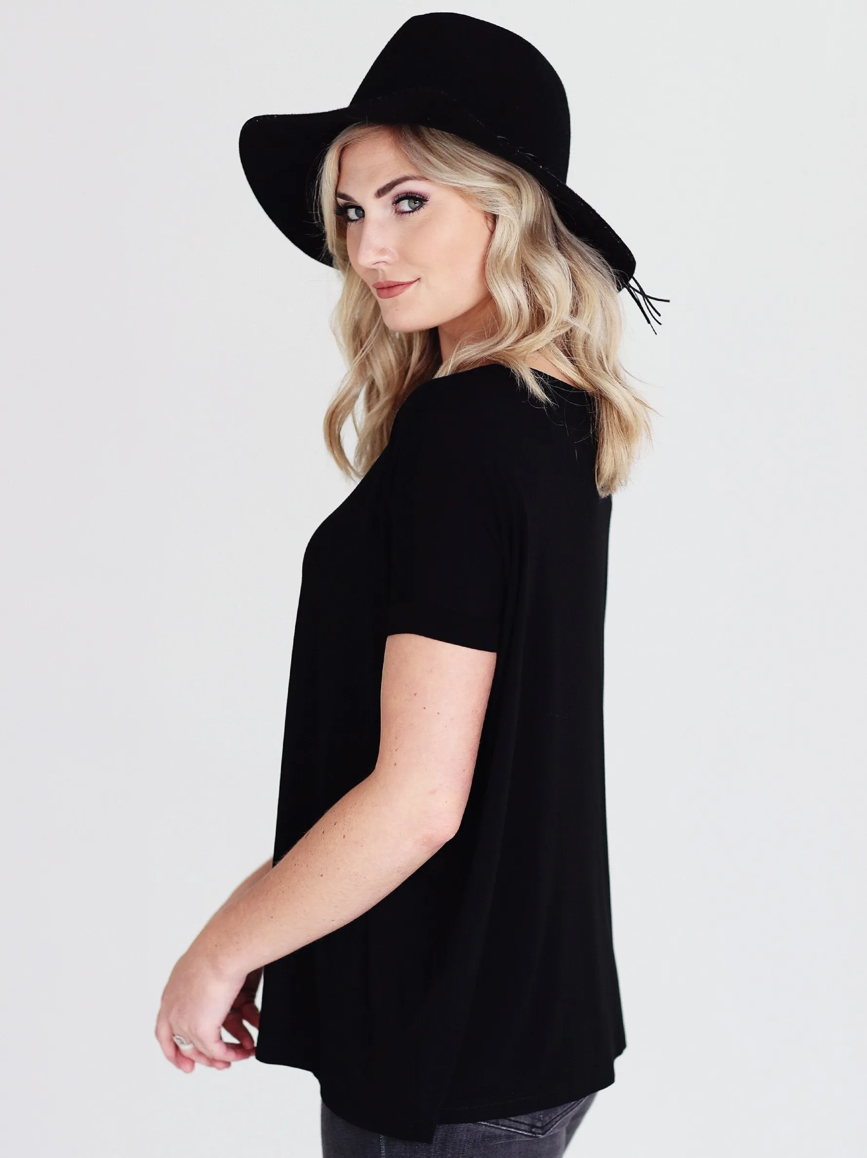 Black Short Sleeve Top