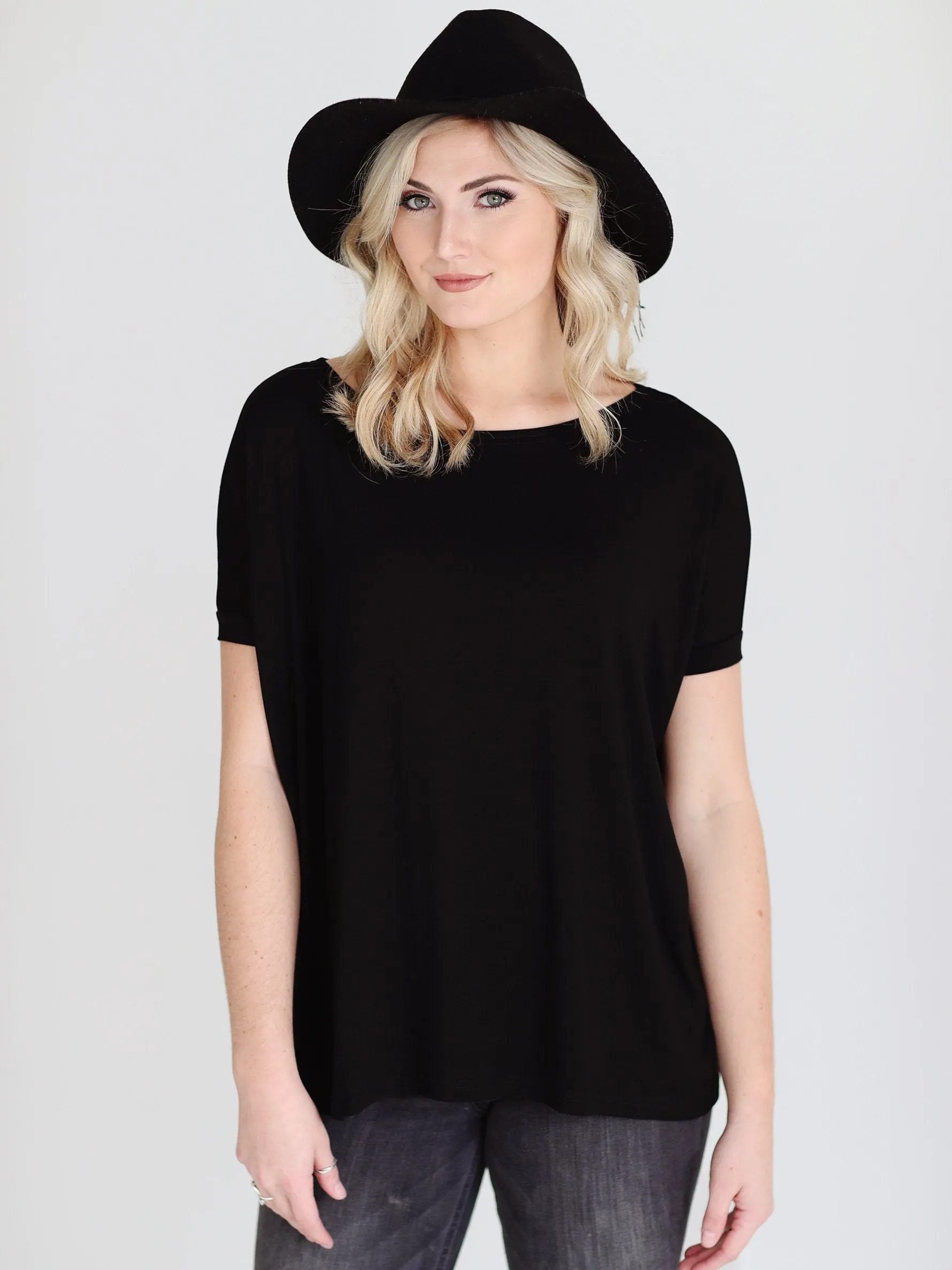 Black Short Sleeve Top