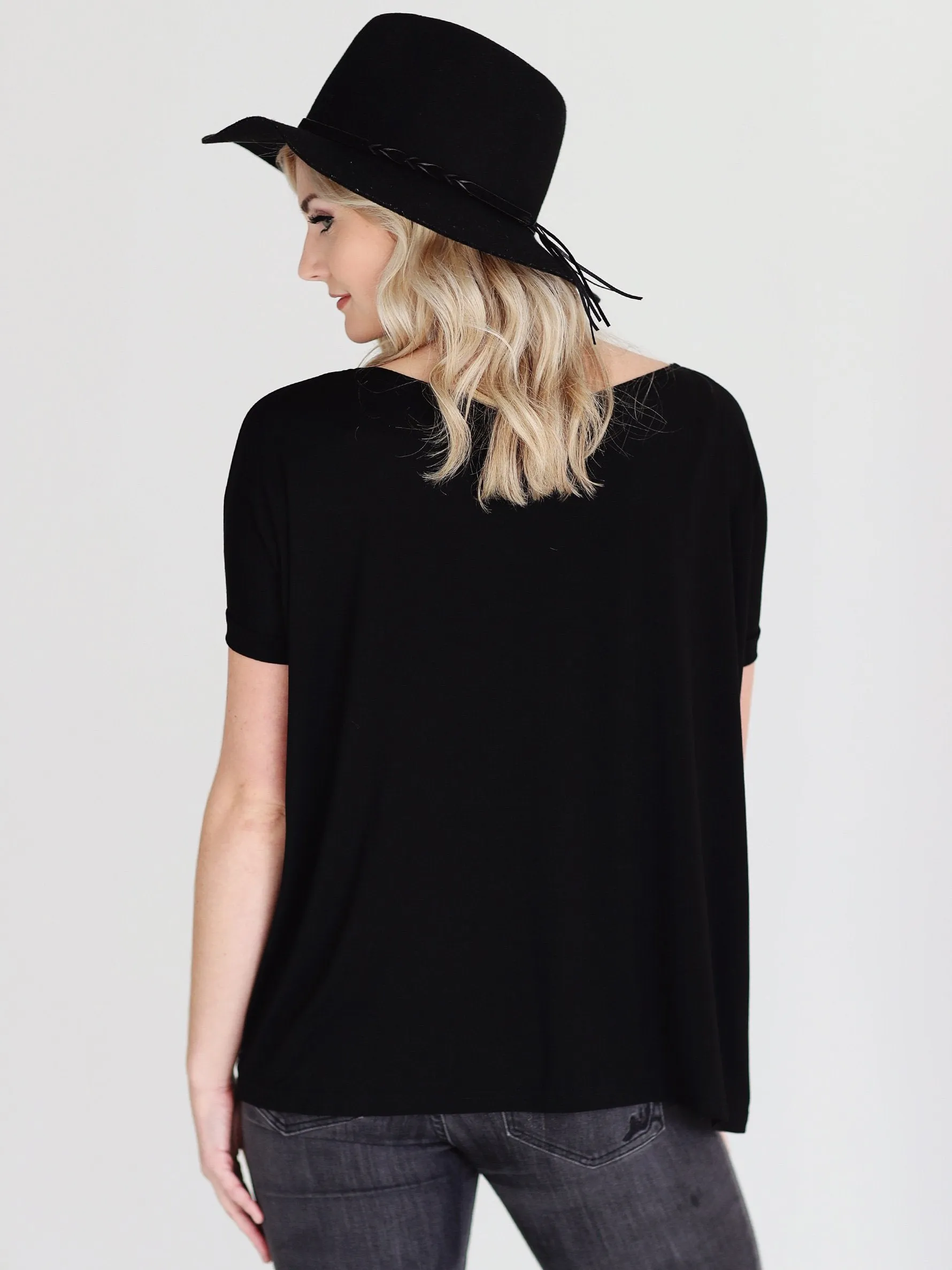 Black Short Sleeve Top