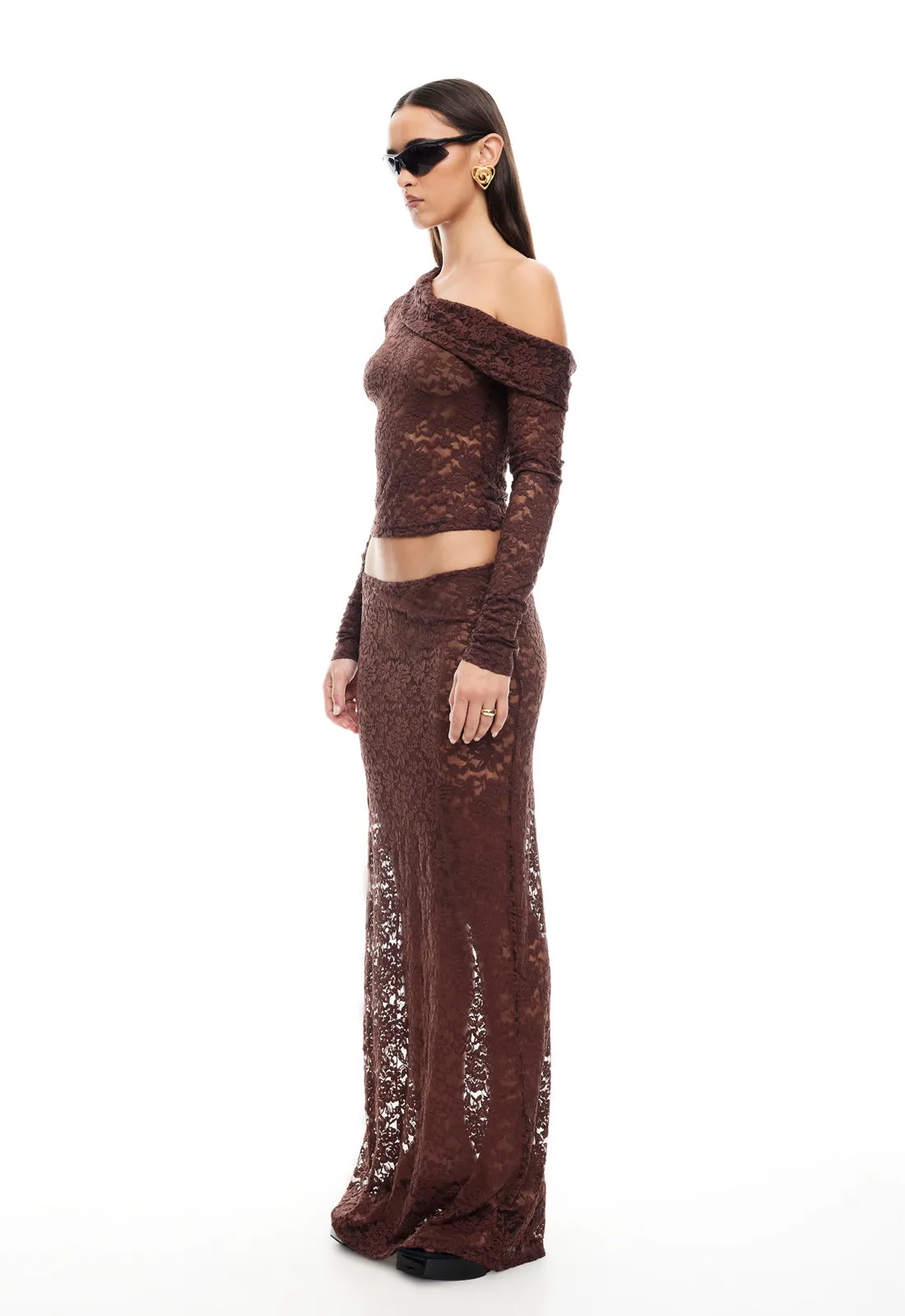 BLACK SWAN LACE MAXI - CHOCOLATE