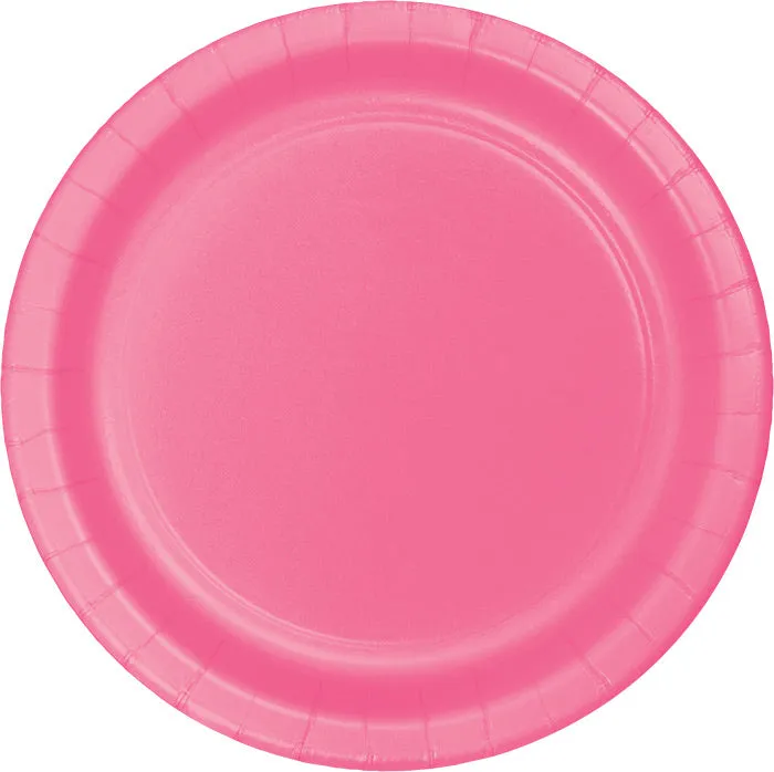 Bulk Candy Pink Sturdy Style 8.75 inch Paper Dinner Plates (240 per Case)