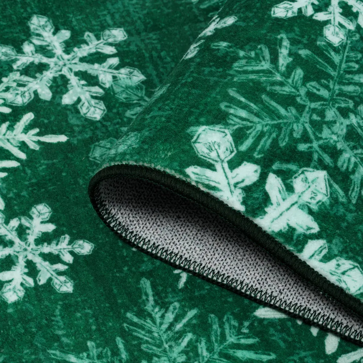 Christmas Frosted Snowflake Green Area Rug