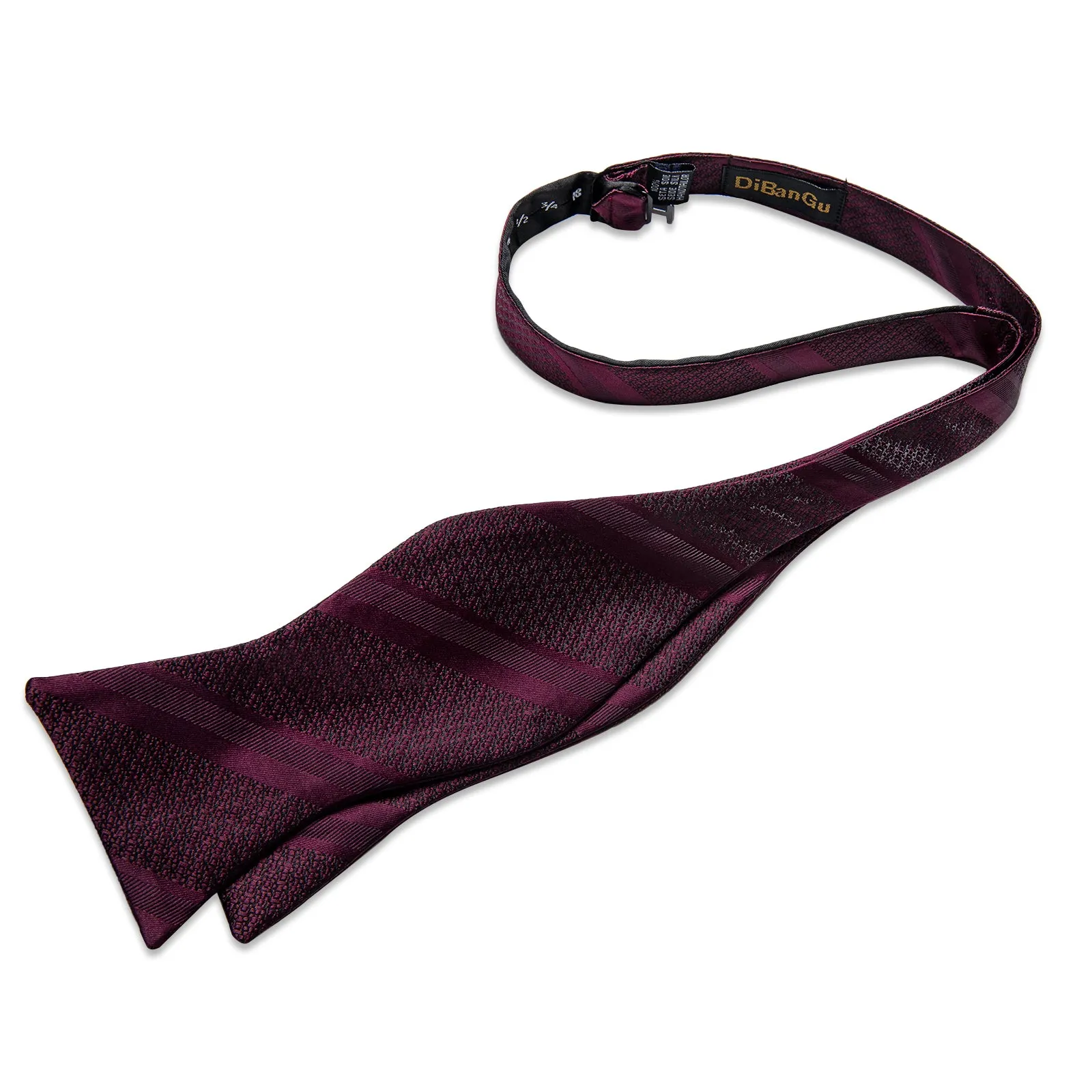 Claret Solid Silk Bowtie Pocket Square Cufflinks Set