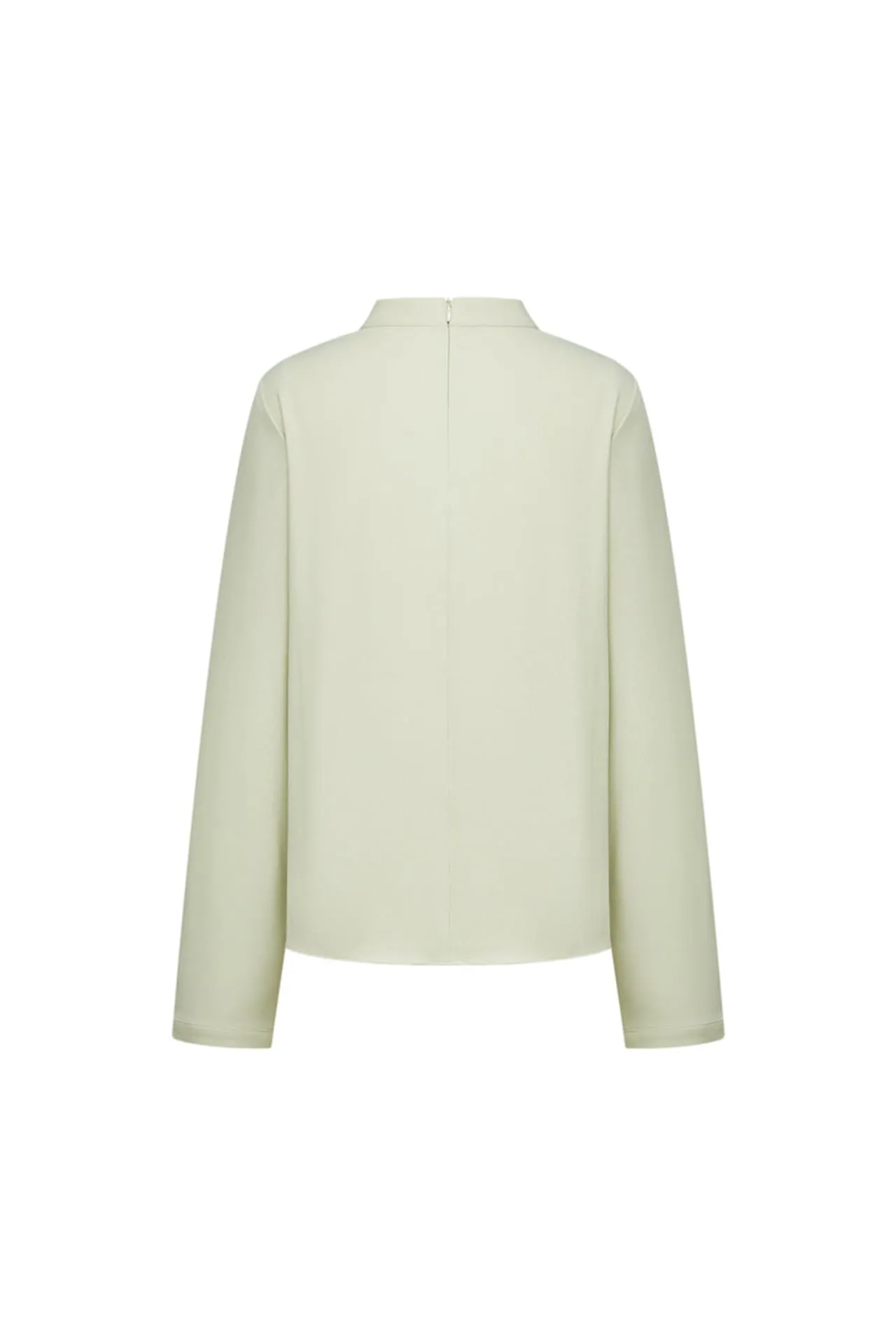 Crepe Stand Collar Blouse With Tie Detail