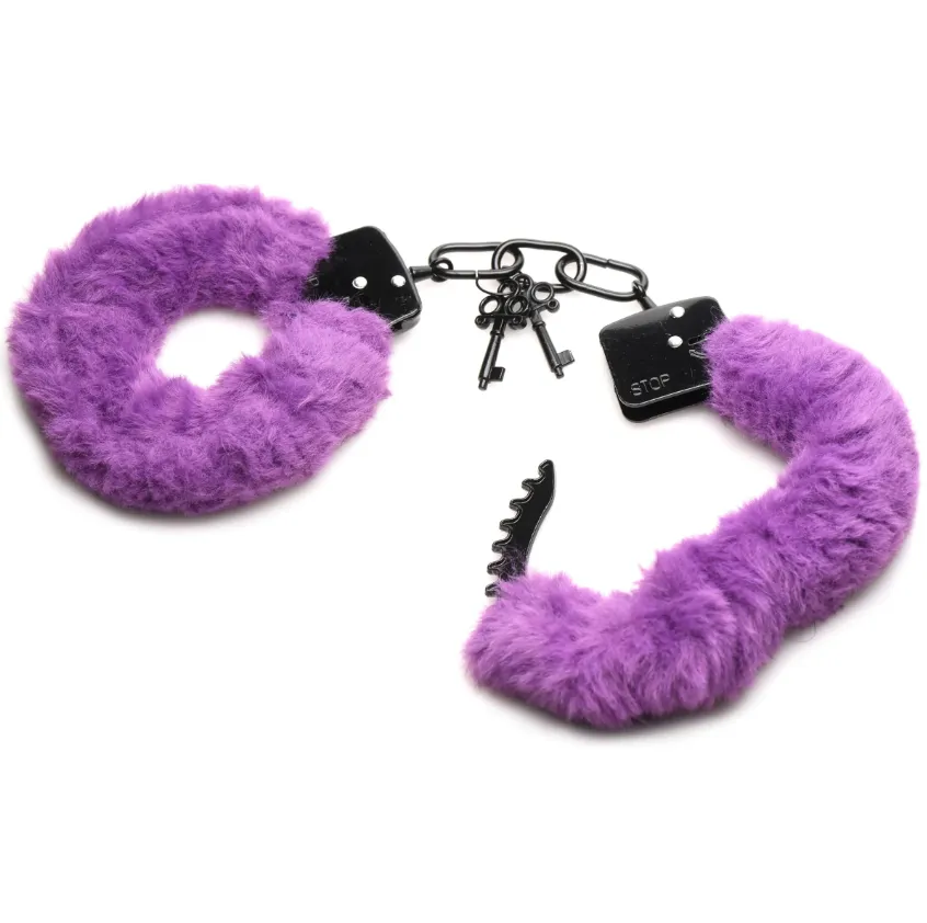 Cuffed in Fur Furry Handcuffs - Purple