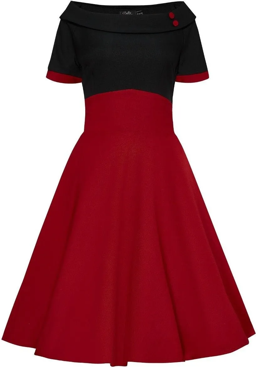 Darlene Navy & Burgundy Swing Dress