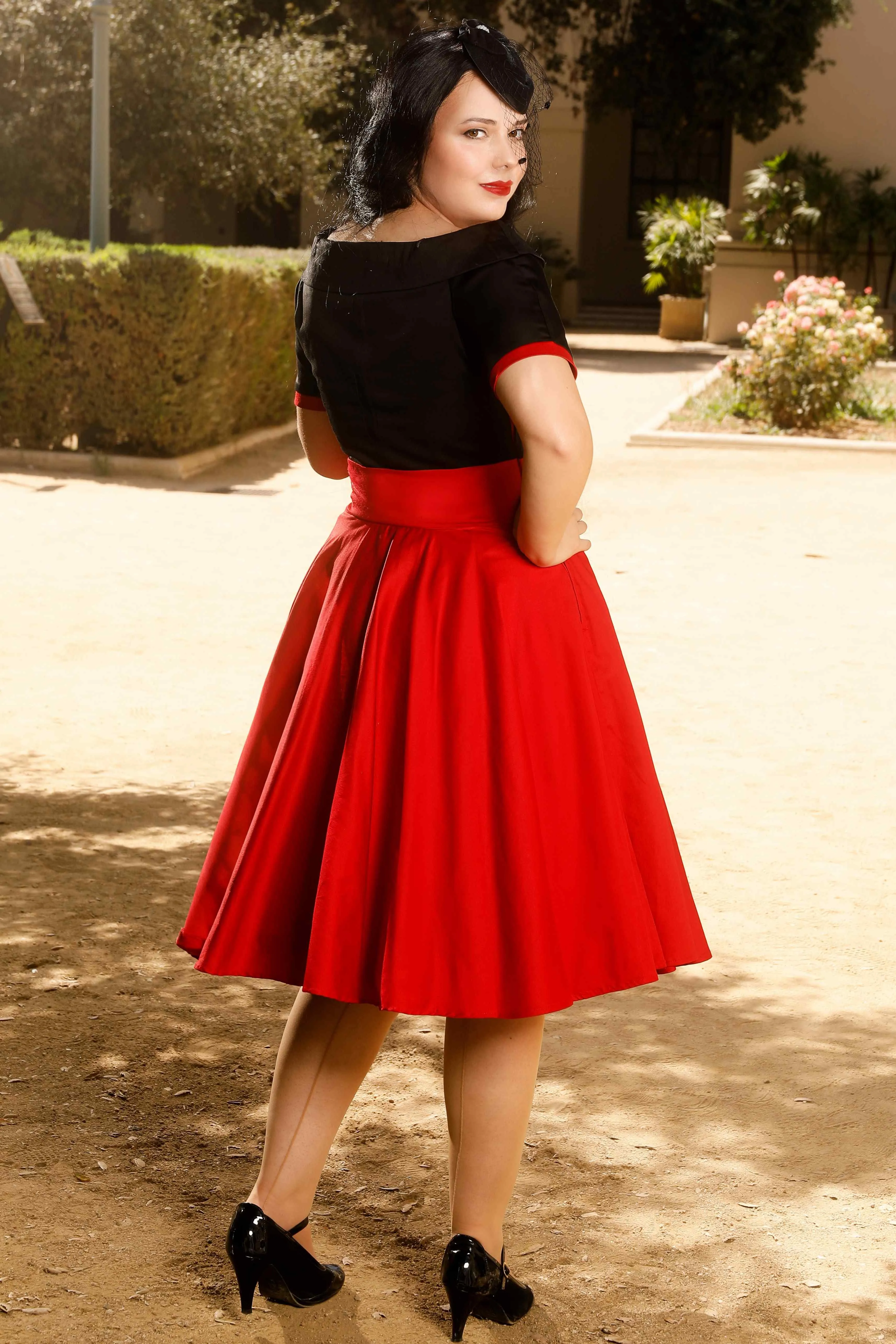 Darlene Navy & Burgundy Swing Dress