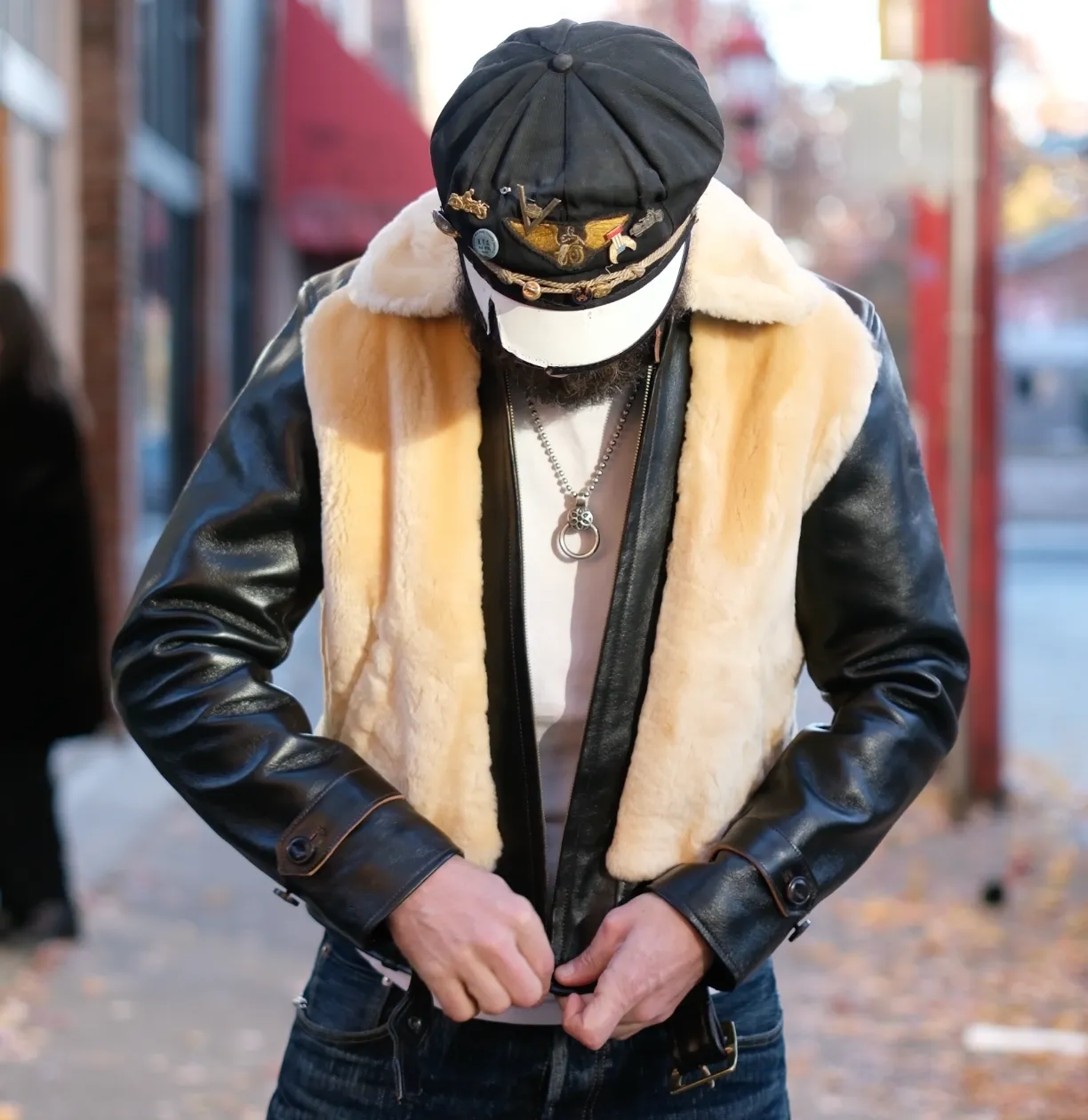 Double Helix "Chief" Horsehide and Shearling Grizzly Jacket