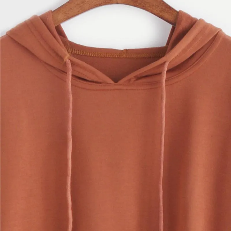 Drop Shoulder Hooded Drawstring Pullovers Sweatshirt