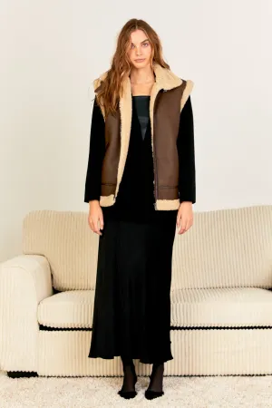 Endless Rose - Sherpa Lined Faux Leather Vest