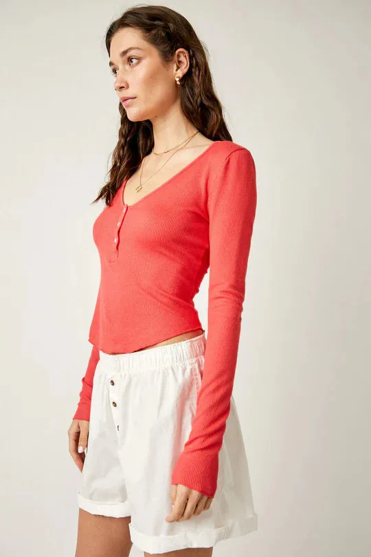 Free People Keep It Basic Layering Top  - Red Pop