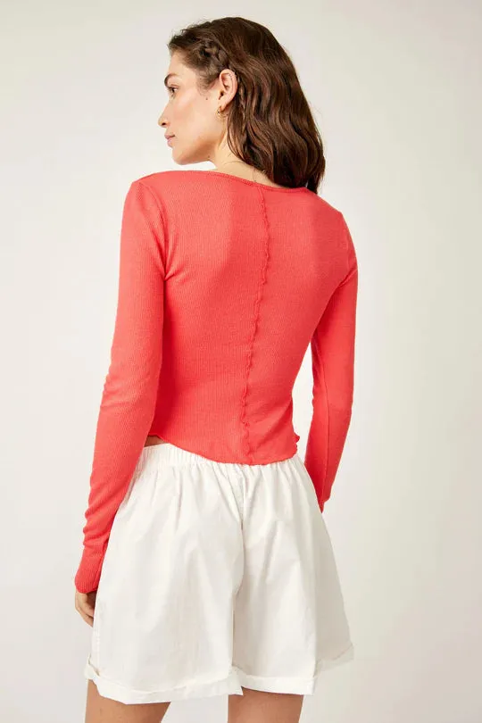 Free People Keep It Basic Layering Top  - Red Pop