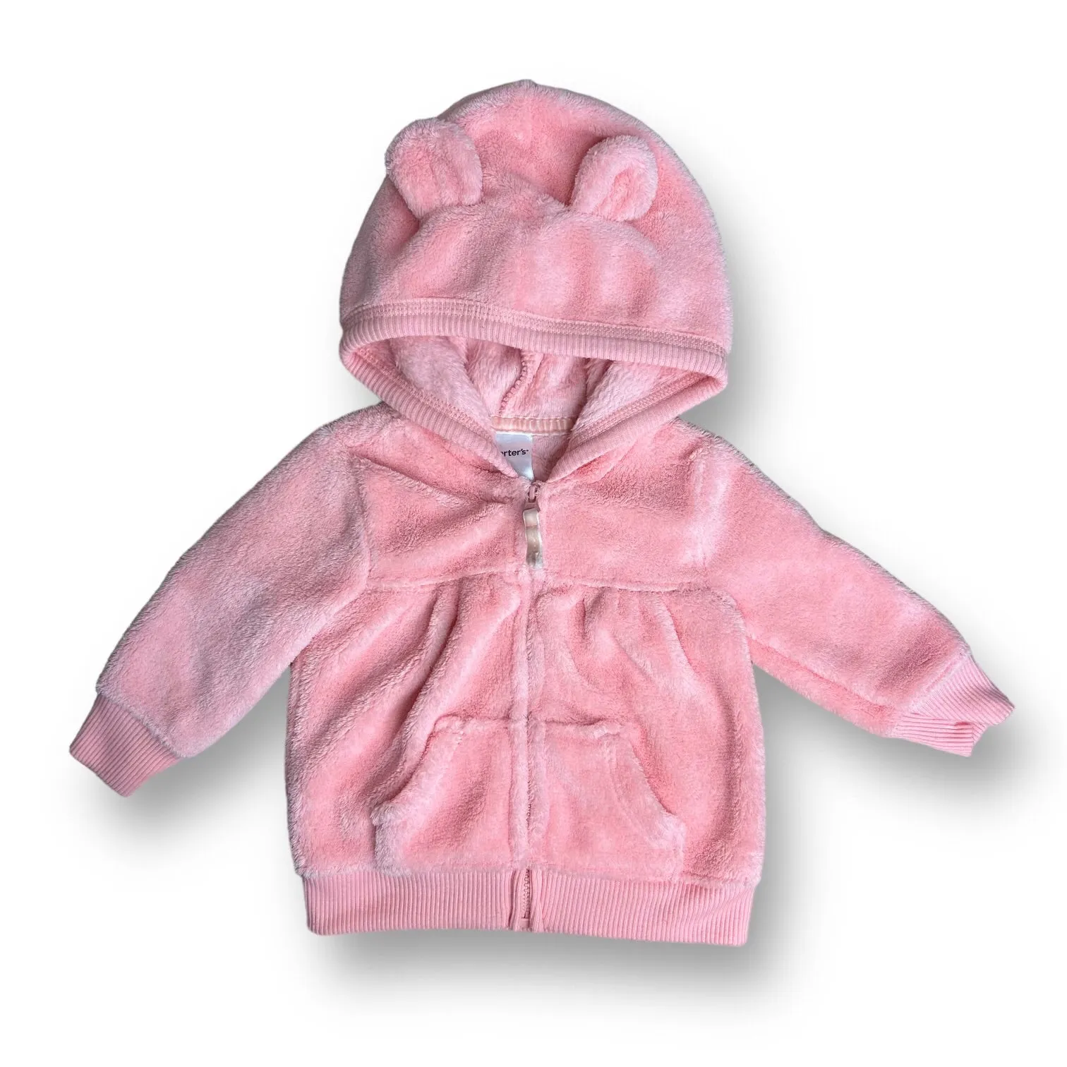 Girls Carter's Size 3 Months Peach Fuzzy Teddy Bear Hoodie