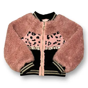 Girls Sara Sara Size 3T Pink and Black Faux Fur Boutique Jacket