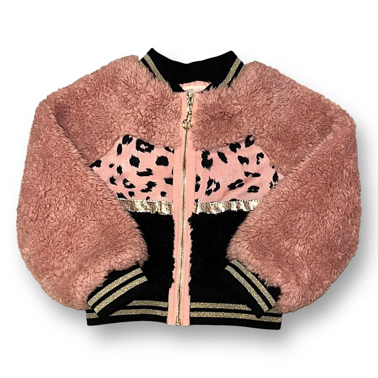 Girls Sara Sara Size 3T Pink and Black Faux Fur Boutique Jacket