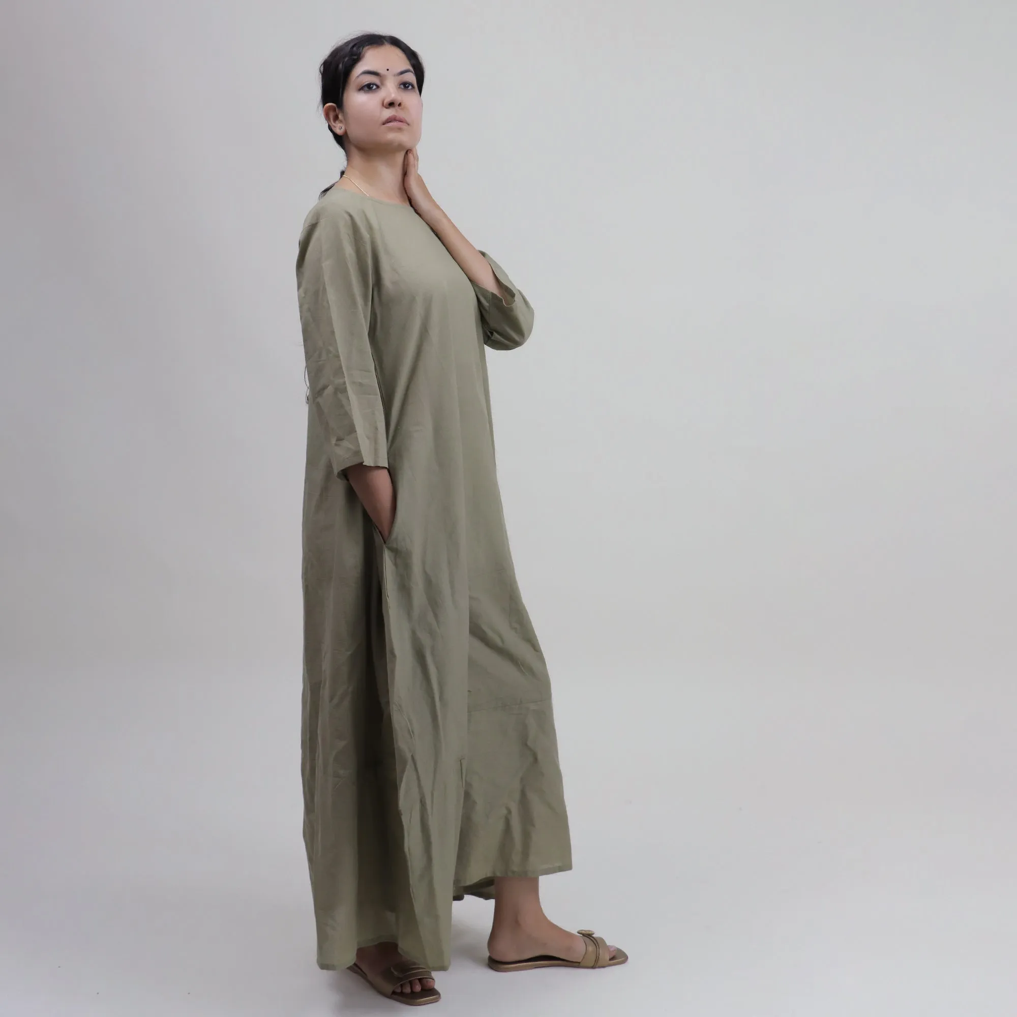 Green Solid Kaftans For Women