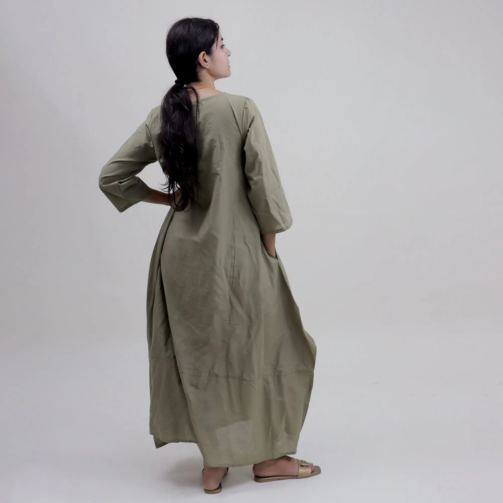 Green Solid Kaftans For Women