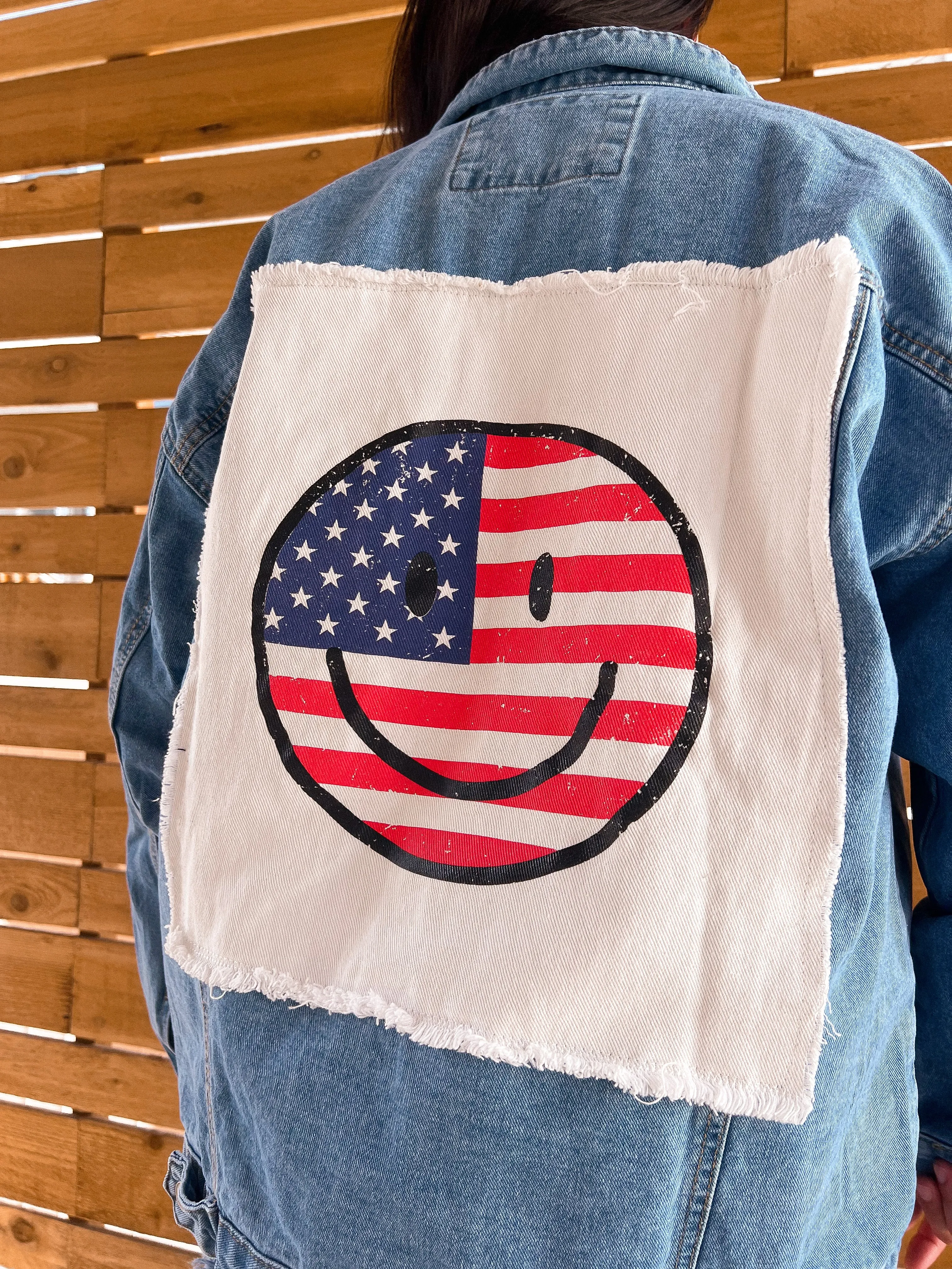 happy USA patched denim jacket