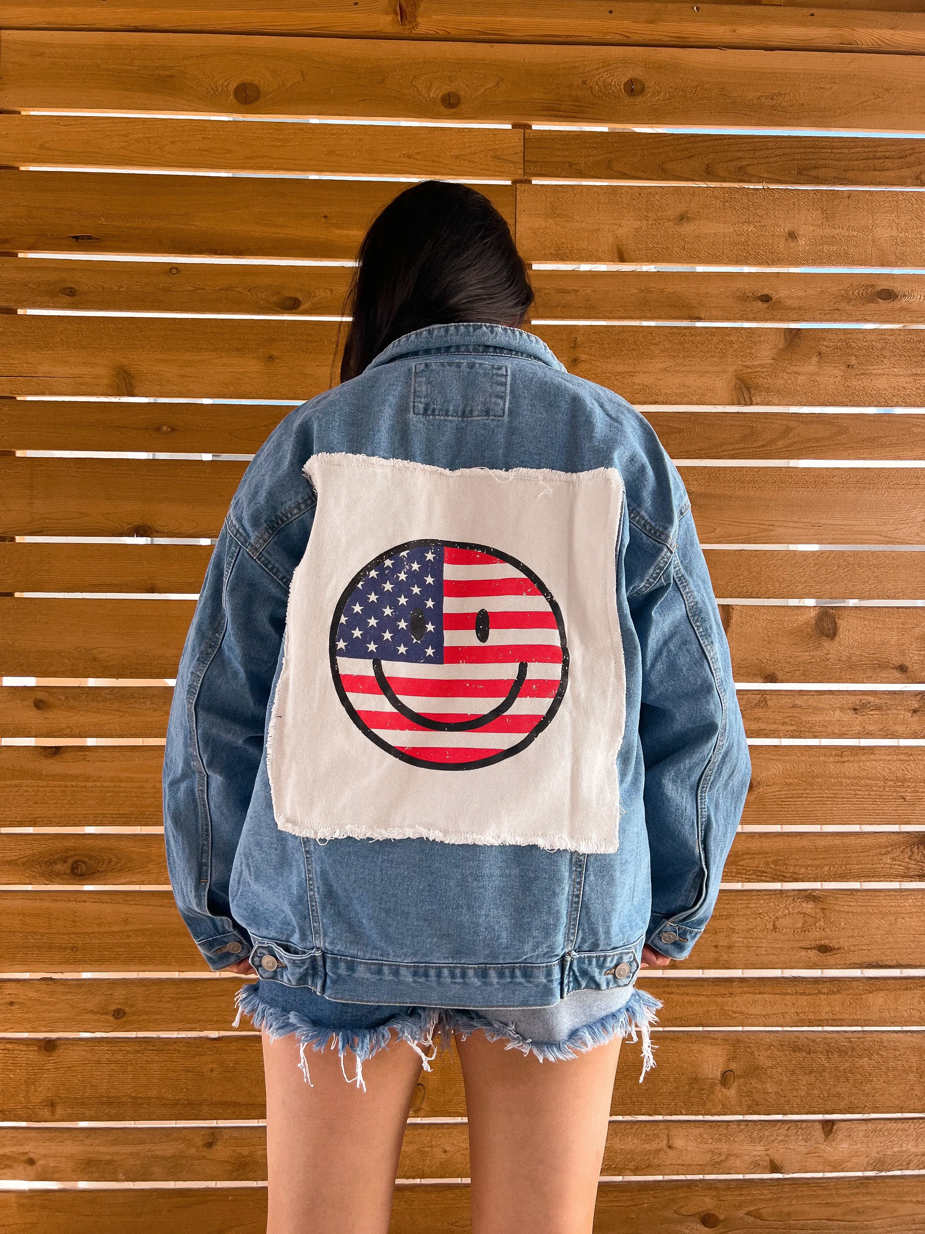 happy USA patched denim jacket