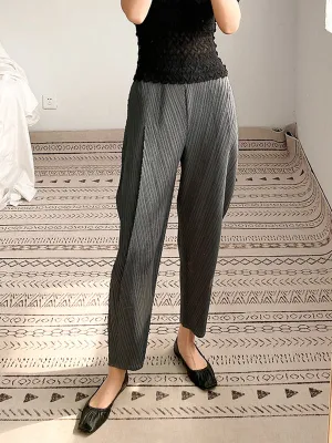 Harem Pants Ninth Pants Pleated Solid Color Ninth Pants