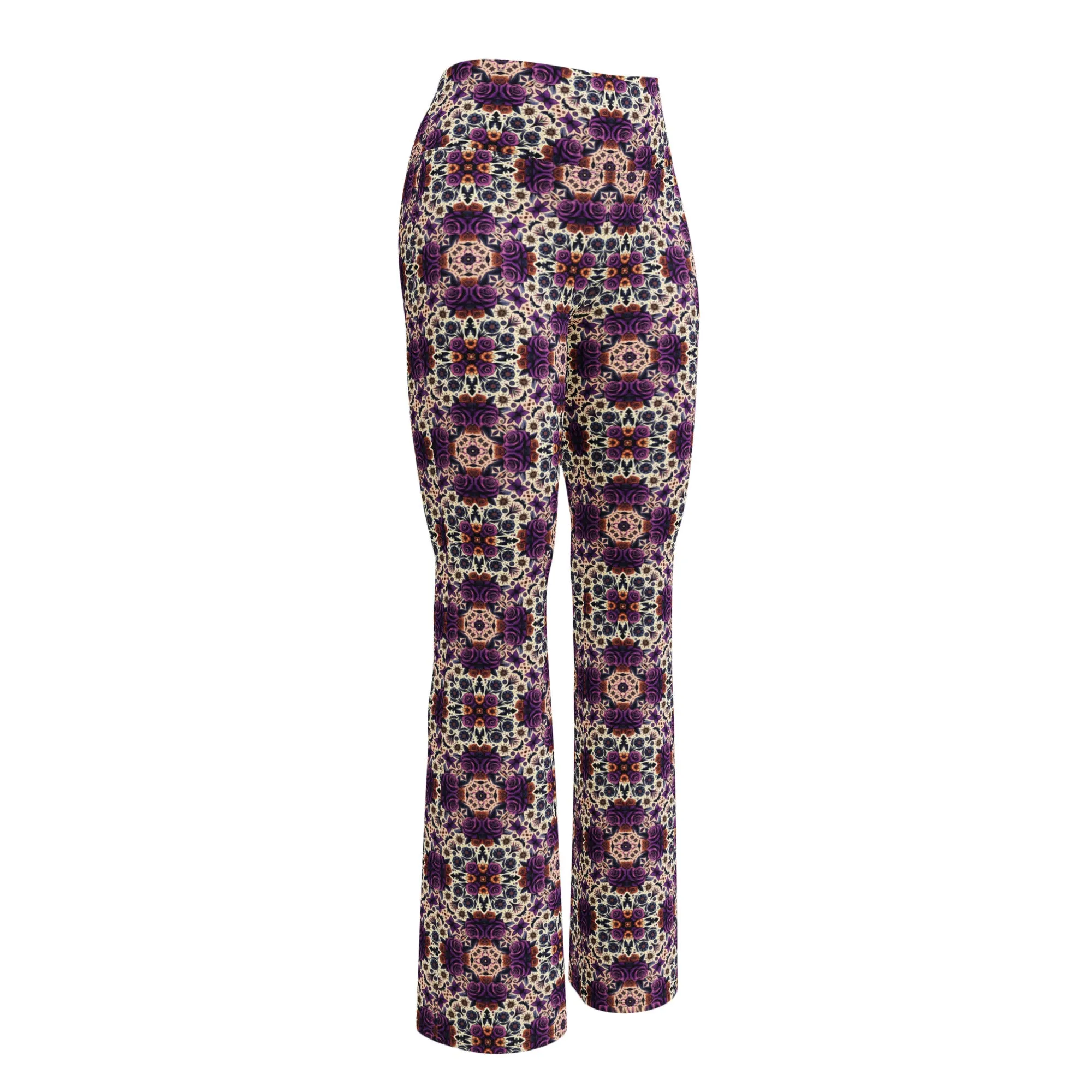 High-Rise Flared Leggings Purple Roses