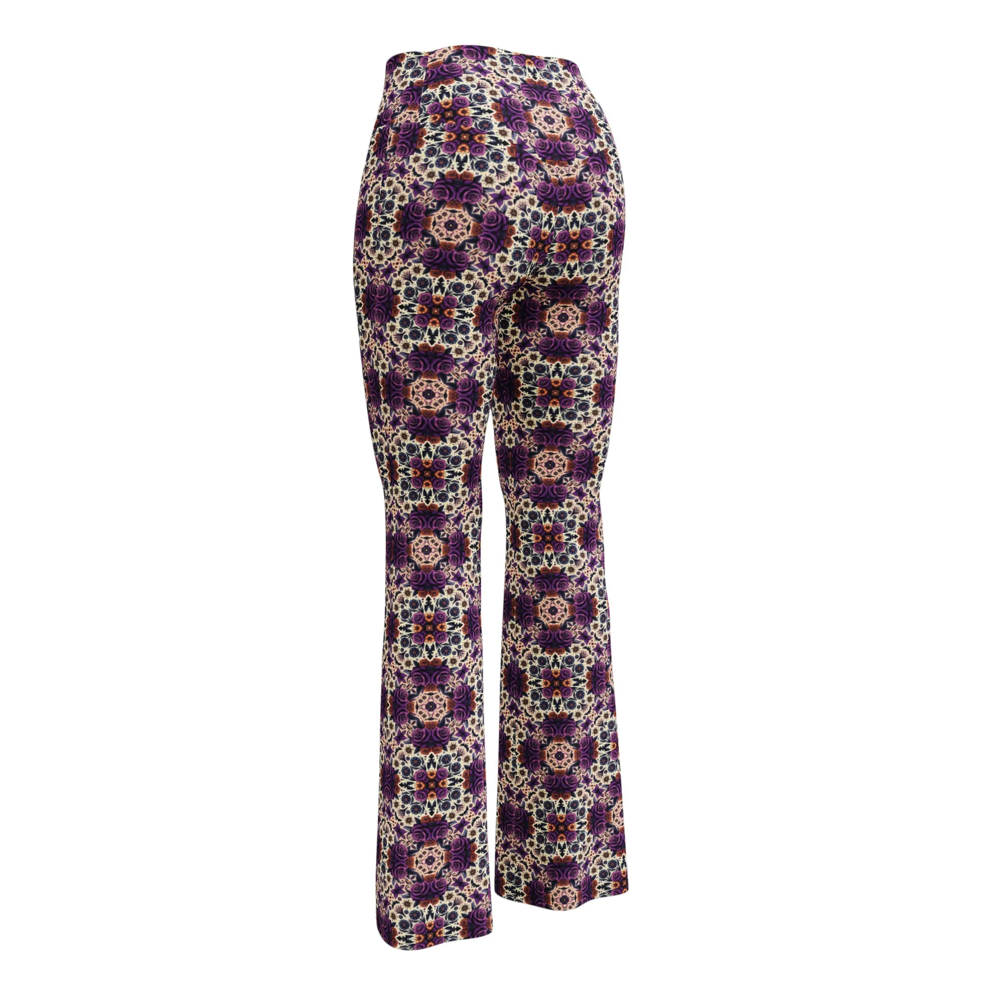 High-Rise Flared Leggings Purple Roses