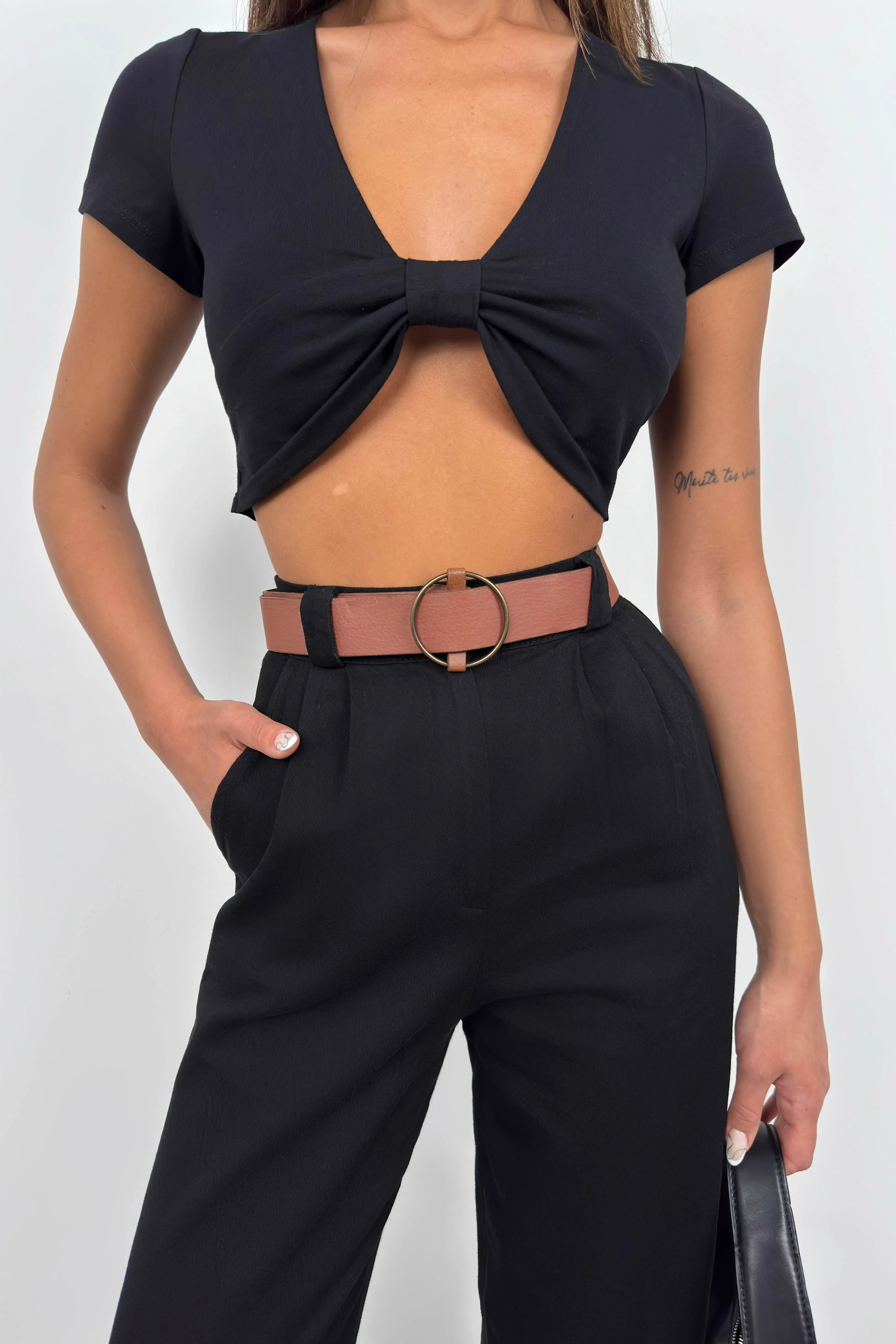 High Waist Palazzo Trousers With Belt