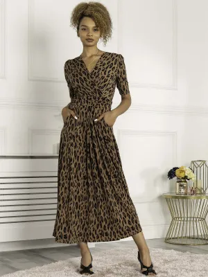 Jolie Moi Akayla Printed Jersey Maxi Dress, Brown Animal