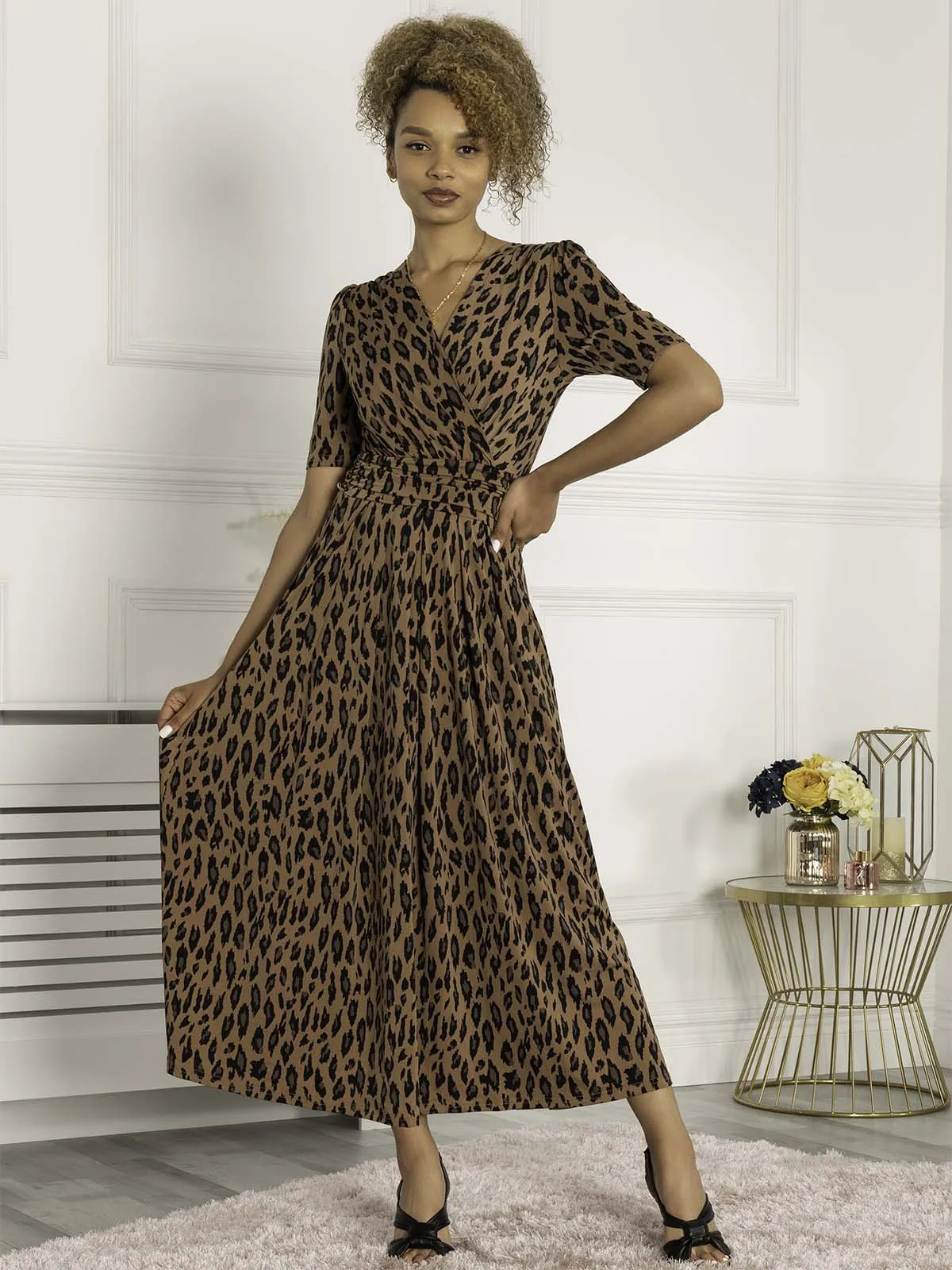 Jolie Moi Akayla Printed Jersey Maxi Dress, Brown Animal