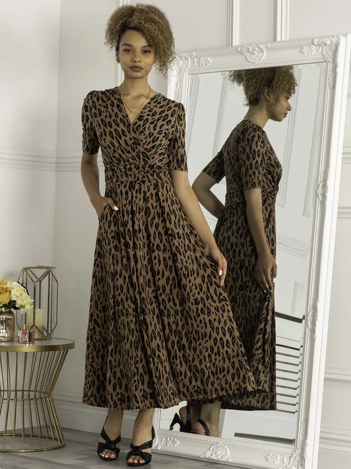 Jolie Moi Akayla Printed Jersey Maxi Dress, Brown Animal