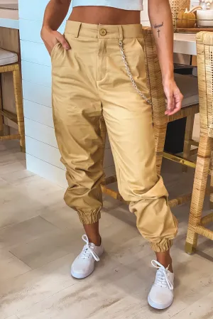 Khaki Pants With Chain Detail